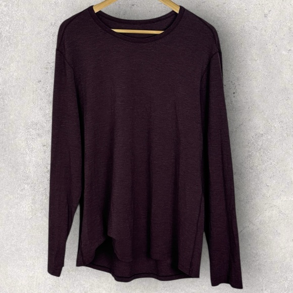 Lululemon 5 Year Basic Long Sleeve Tee Heathered Dark Adobe Purple Mens Sz Large - Picture 15 of 15